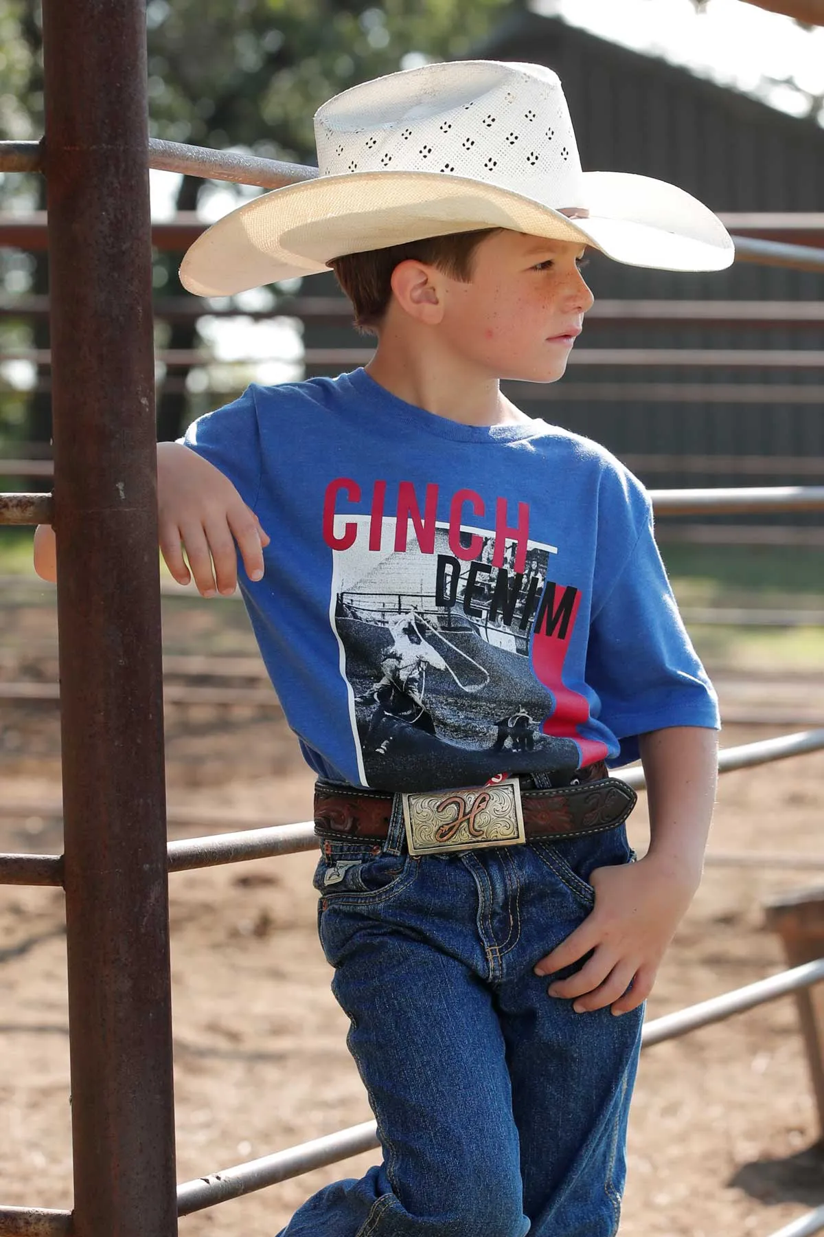 Cinch Boy's Cinch Denim Rodeo T-Shirt in Royal Blue