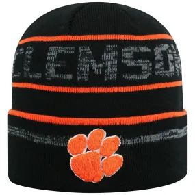 Clemson Tigers TOW Black Striped "Effect" Style Cuffed Knit Beanie Cap