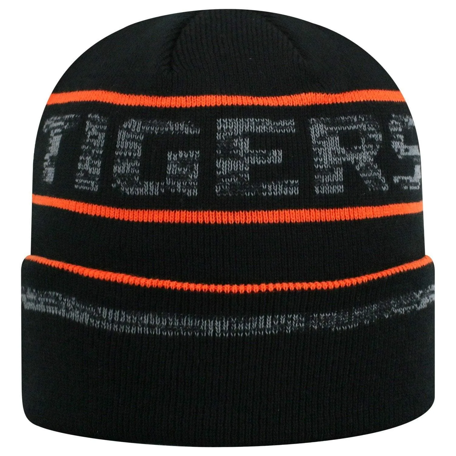 Clemson Tigers TOW Black Striped "Effect" Style Cuffed Knit Beanie Cap