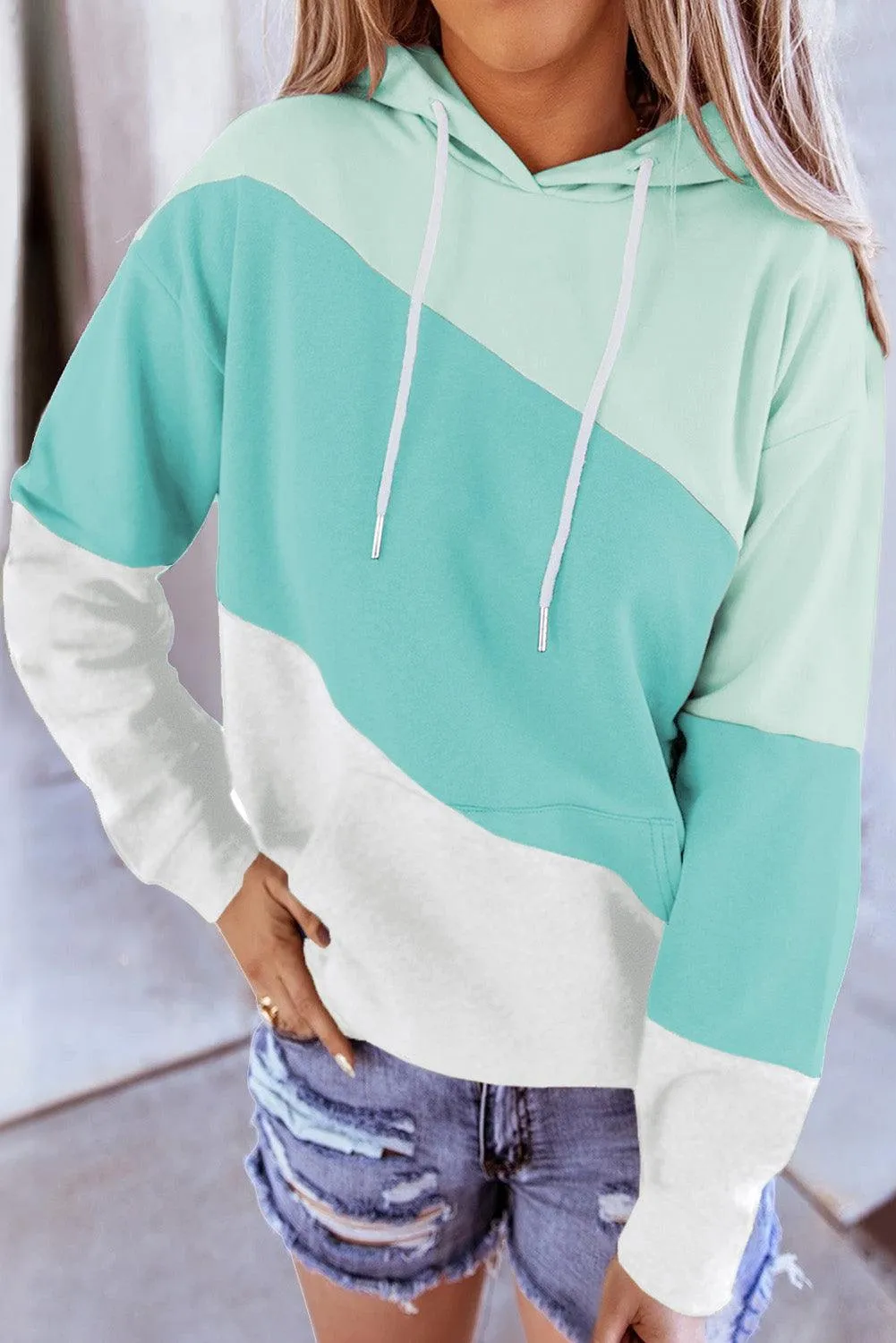 Colorblock Drawstring Hoodie