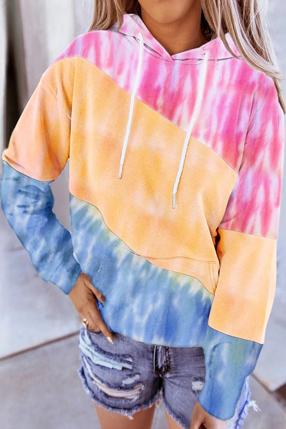 Colorblock Drawstring Hoodie