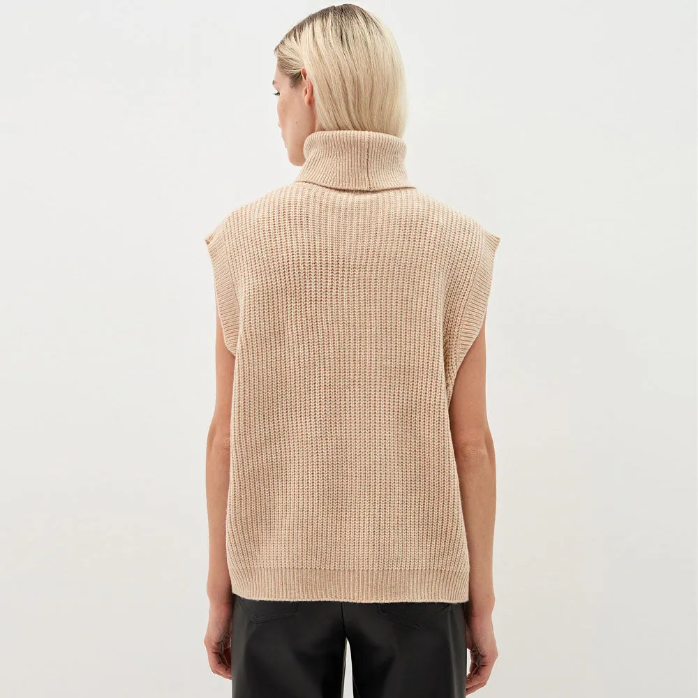 Comfy Oversized Turtleneck Pullover Brioche Knit Sweater Vest