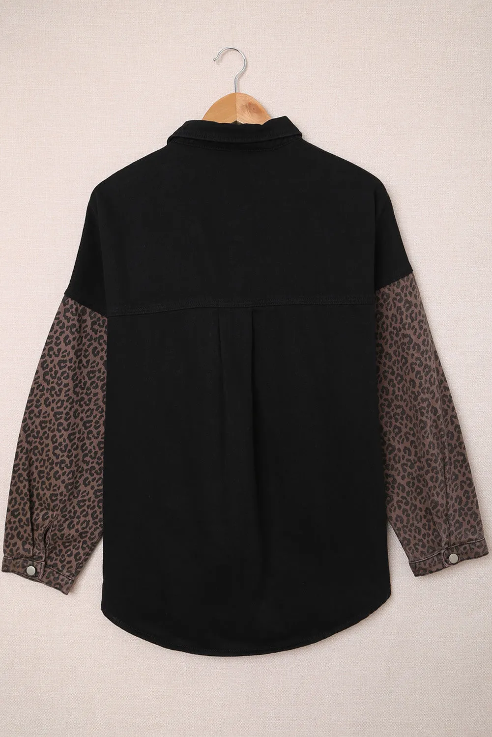 Contrast Leopard Denim Jacket for Women