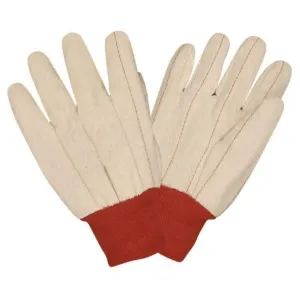 Cordova 2460 Red Knit Wrist Economy Canvas Double Palm Gloves, Nap-In, Natural, Large, 1 Dozen