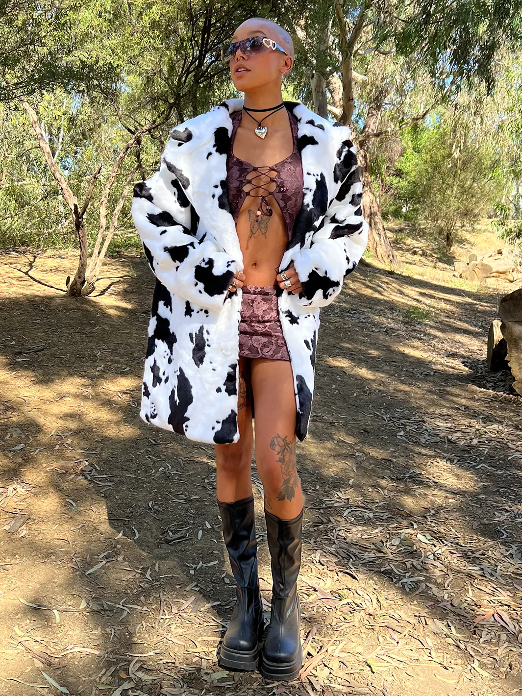 COW PRINT FAUX FUR JACKET • READY TO SHIP •