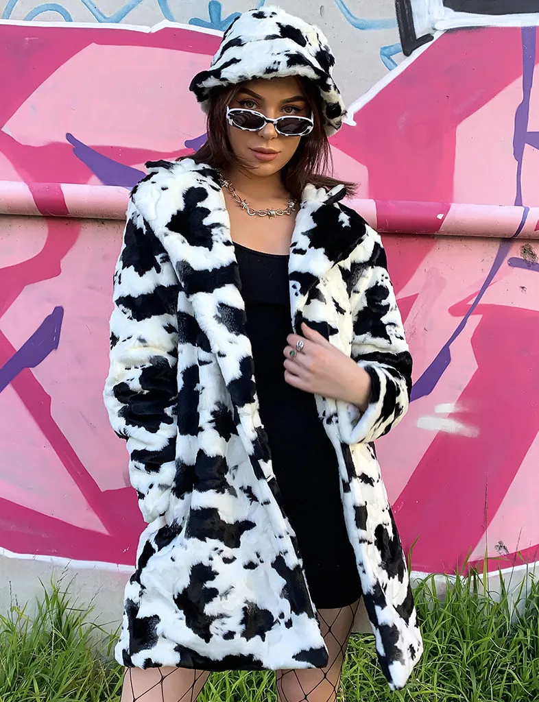 COW PRINT FAUX FUR JACKET • READY TO SHIP •