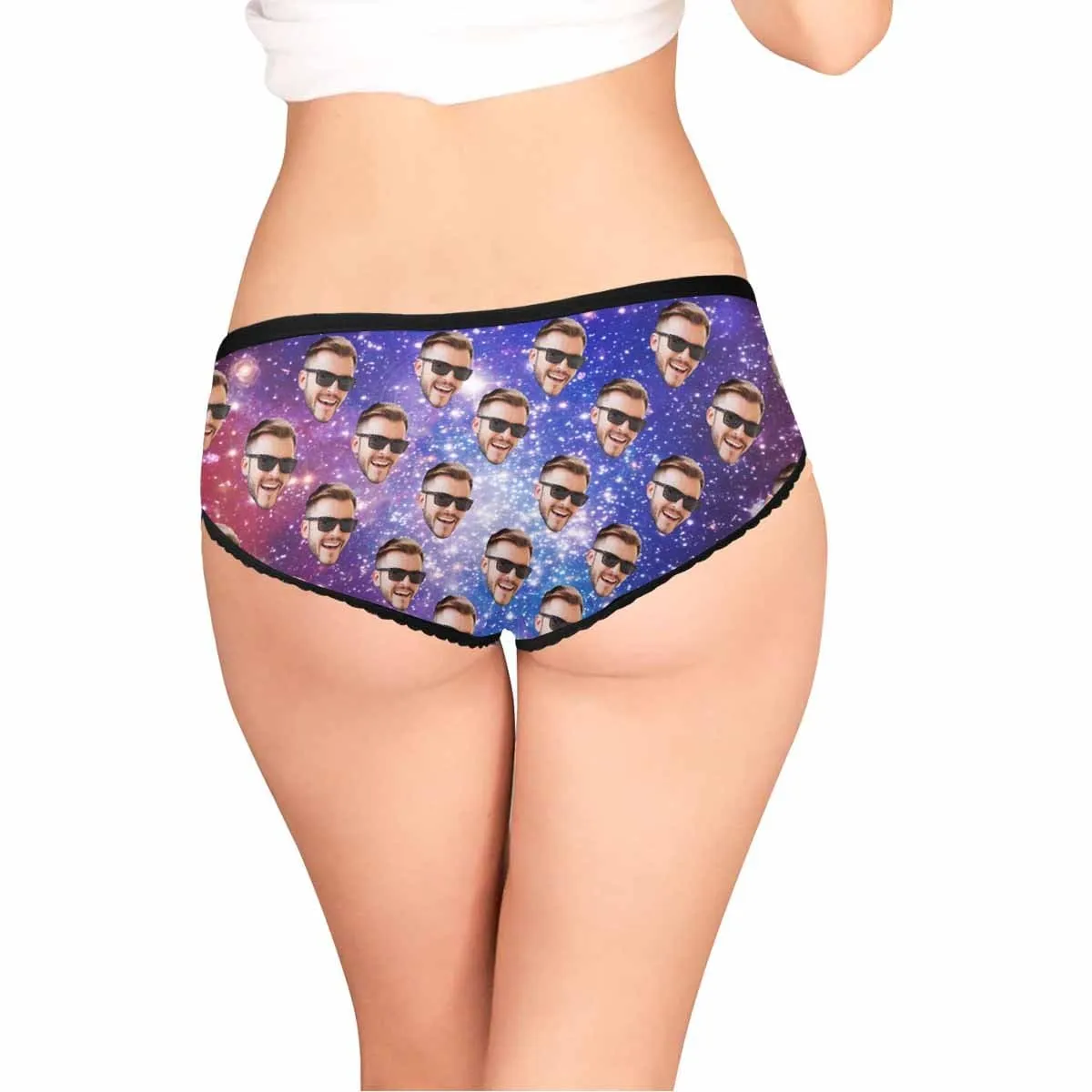 Custom Face Briefs Personalized Galaxy Panties Underwear with Photo Women's High-cut Briefs Valentine's Gift for Girlfriend or Wife