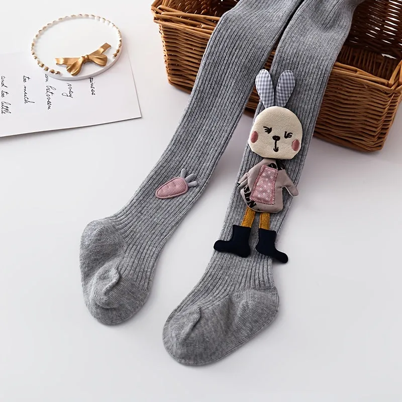 Cute 3D Rabbit Footed Pantyhose Comfy Girls Leggings for Winter