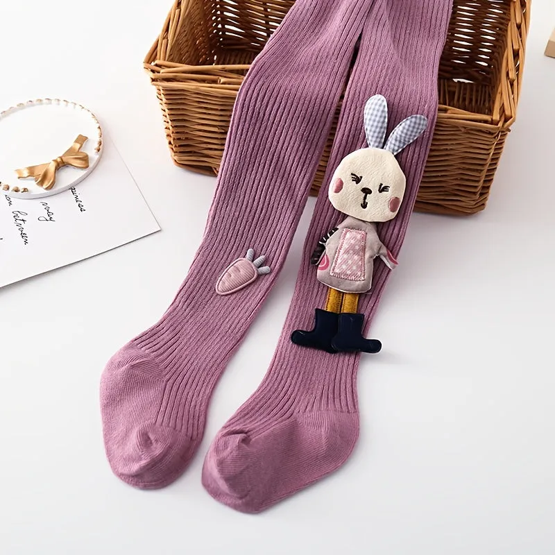 Cute 3D Rabbit Footed Pantyhose Comfy Girls Leggings for Winter