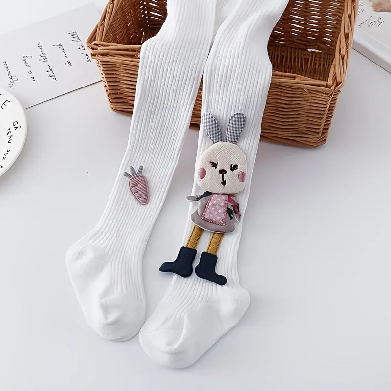 Cute 3D Rabbit Footed Pantyhose Comfy Girls Leggings for Winter