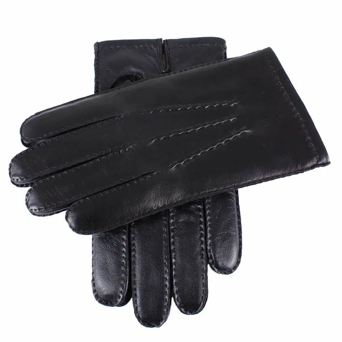 DENTS Shaftesbury Touchscreen Cashmere-Lined Leather Gloves - Mens - Black