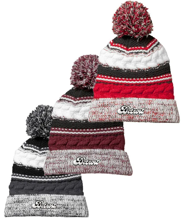 Detroit Cursive Pom Beanie