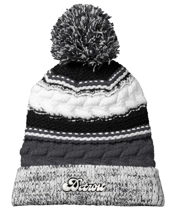 Detroit Cursive Pom Beanie