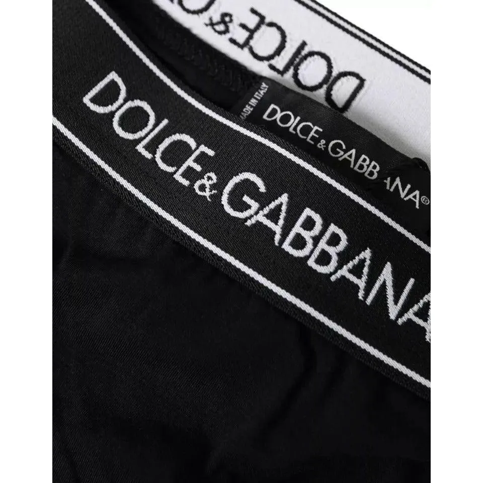 Dolce & Gabbana Black Modal Stretch Branded Logo Underwear