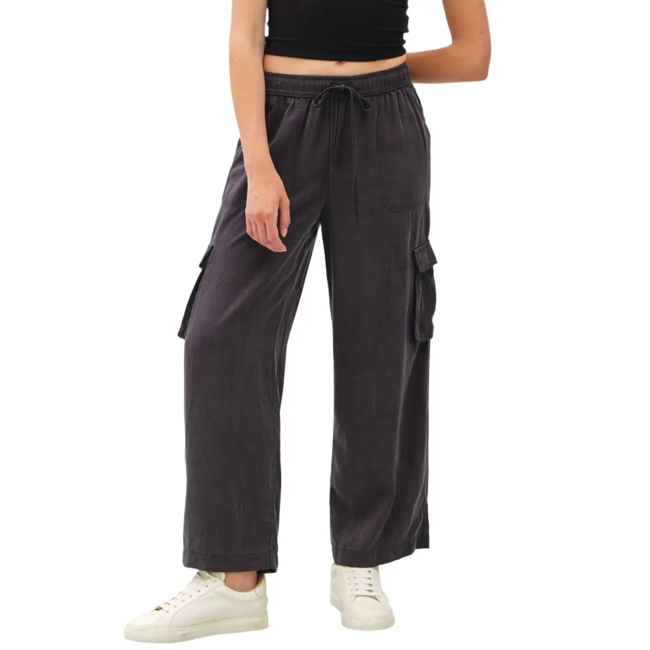 Drawstring Wide Leg Cargo Pants