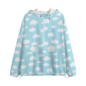 Dreamy Clouds Unisex Half-Zip Anorak Jacket (Sky Blue)