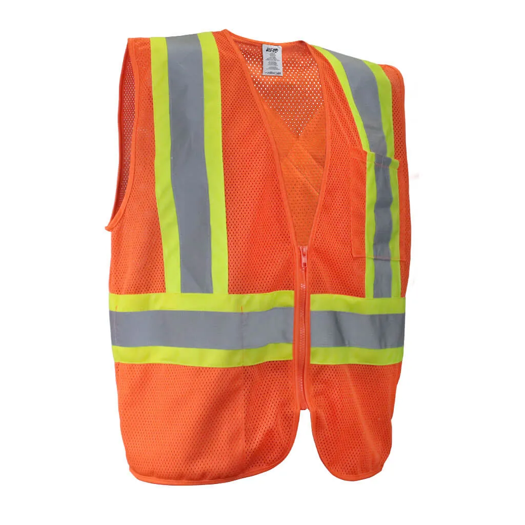 DuraDrive Men's Orange Hi-Vis Class 2 Level 2 Knitted Mesh Zipper Safety Vest