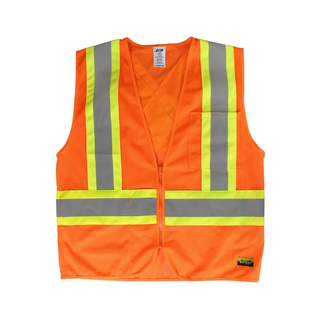 DuraDrive Men's Orange Hi-Vis Class 2 Level 2 Knitted Mesh Zipper Safety Vest