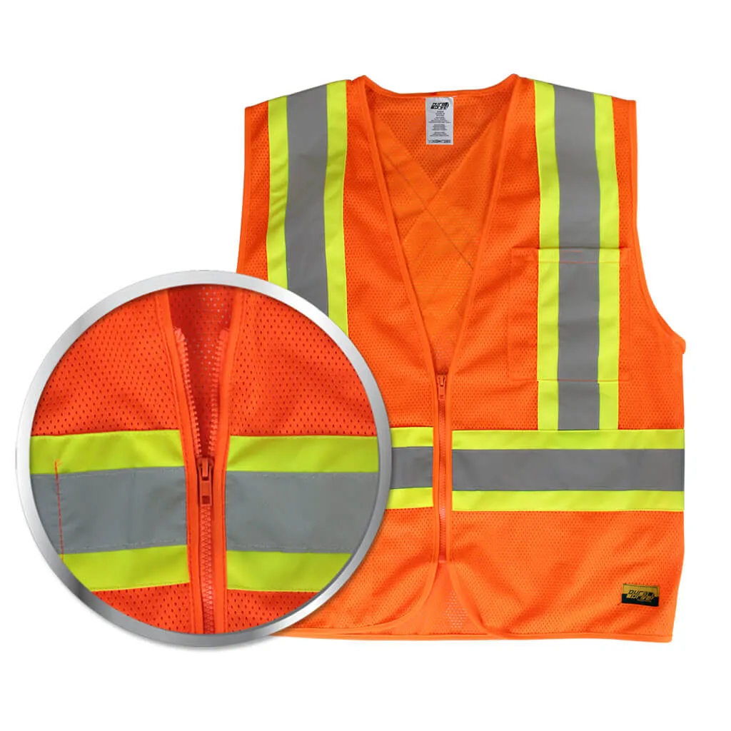 DuraDrive Men's Orange Hi-Vis Class 2 Level 2 Knitted Mesh Zipper Safety Vest