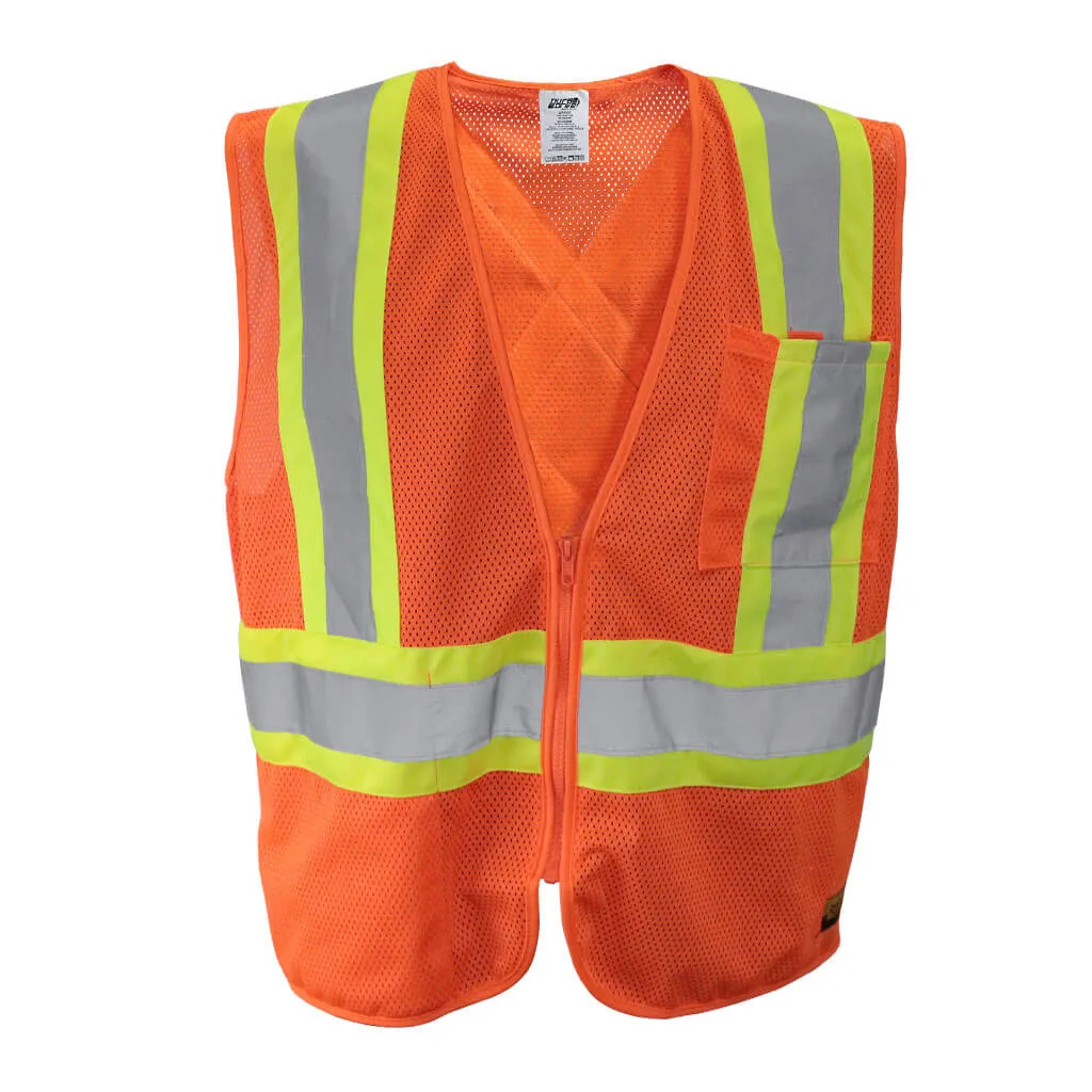 DuraDrive Men's Orange Hi-Vis Class 2 Level 2 Knitted Mesh Zipper Safety Vest