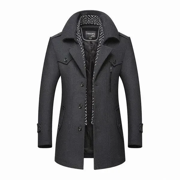 Erik - Stylish Versatile Winter Overcoat with Detachable Zip Collar