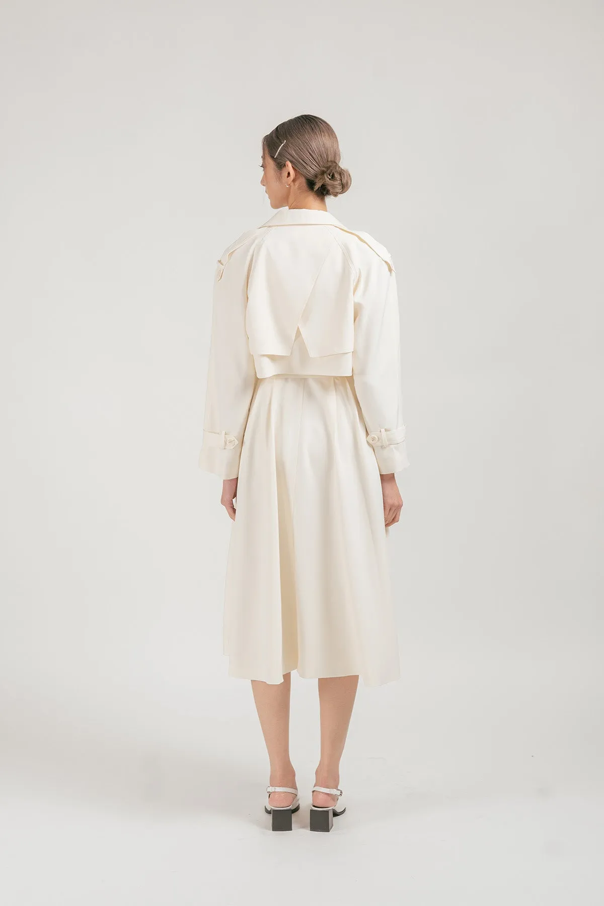 Evia Cropped Trench Coat with Sleeveless Maxi Dress