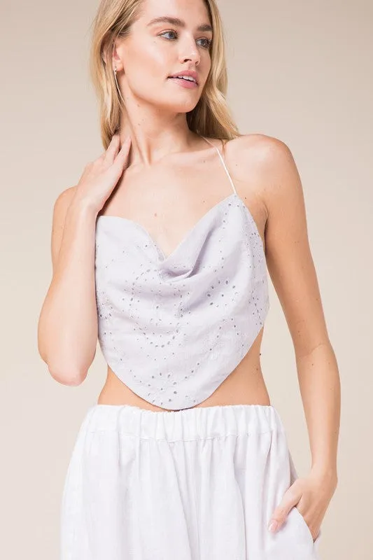 Eyelet Open Back Crop Top