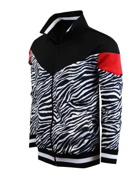 F11005-ANIMAL PRINT TRACK JACKET (BLACK/ZB)