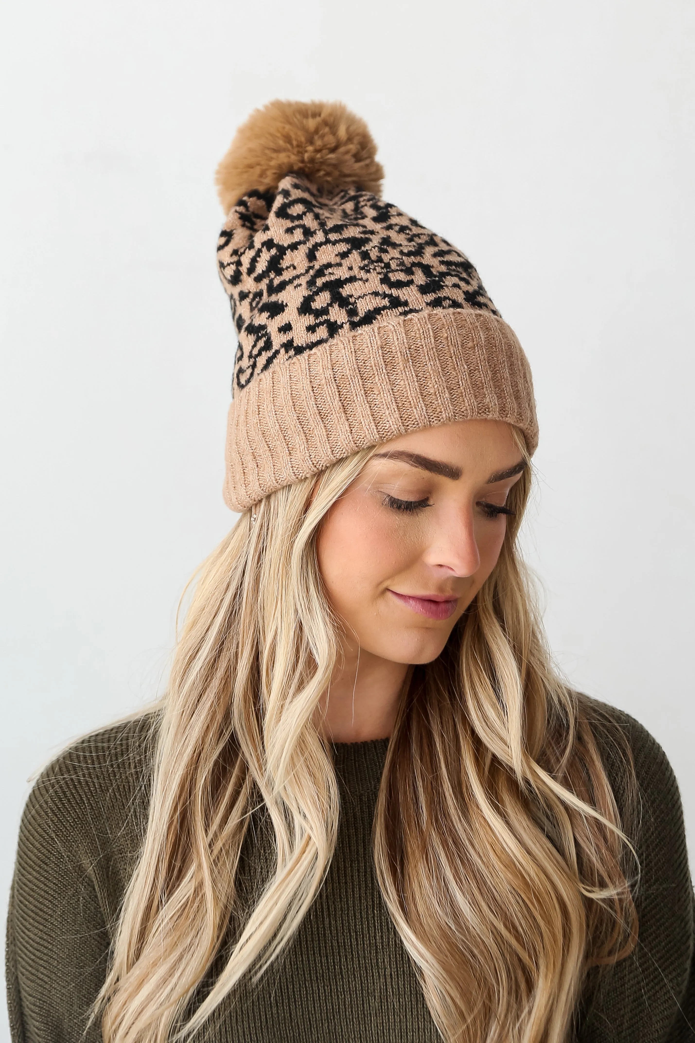 FINAL SALE - Adorably Cozy Leopard Pom Pom Beanie - DOORBUSTER