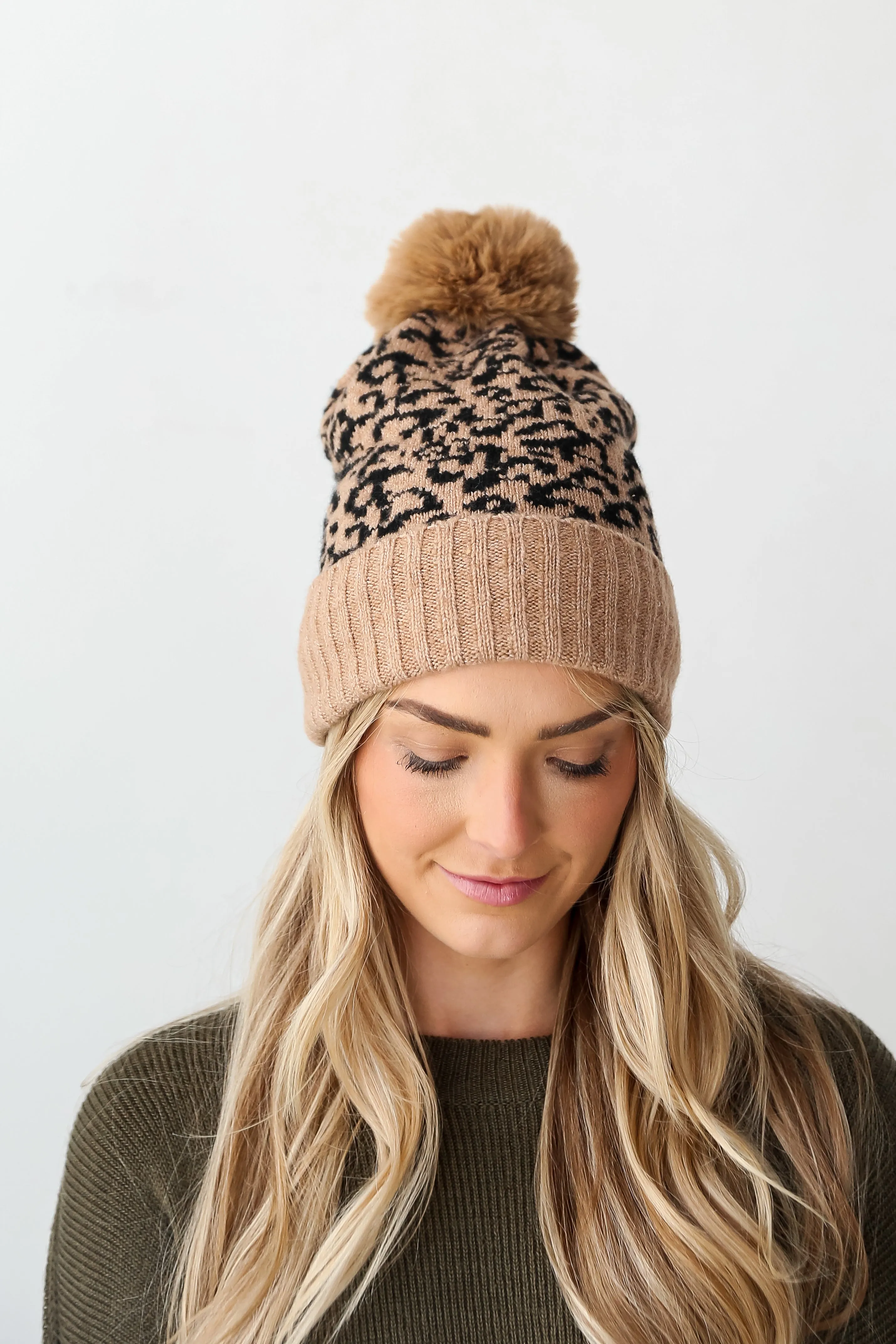 FINAL SALE - Adorably Cozy Leopard Pom Pom Beanie - DOORBUSTER