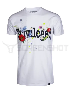 FLOWER EMBROIDERY PREMIUM T-SHIRTS-S11005 (WHITE)