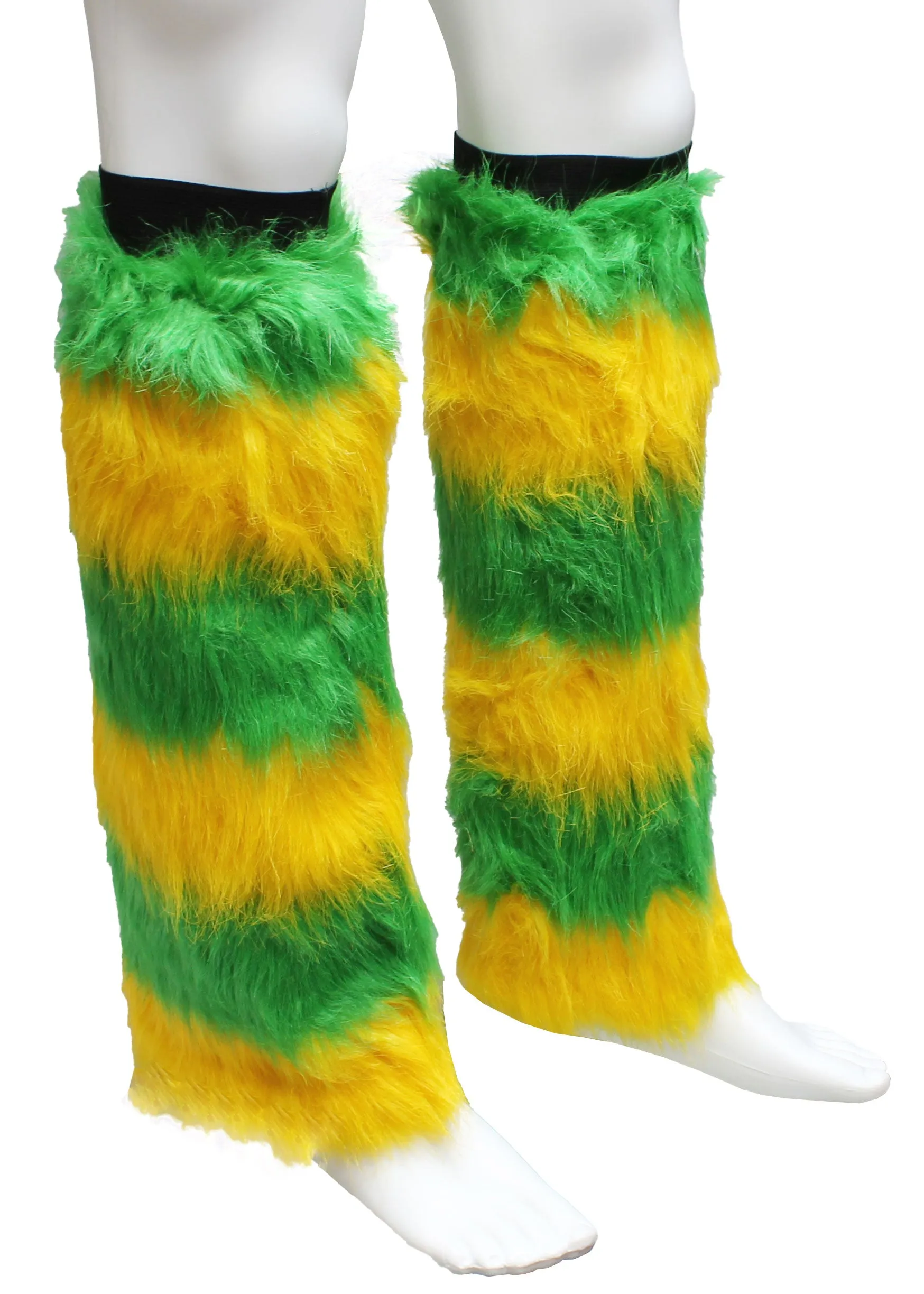 Fluffy Green & Gold Leg Warmers