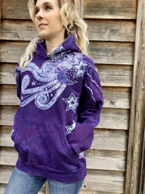 Galaxy Moonbeams Purple Pullover Hoodie - Size Small ONLY