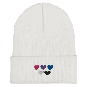 Genderfluid Pride Hearts Beanie