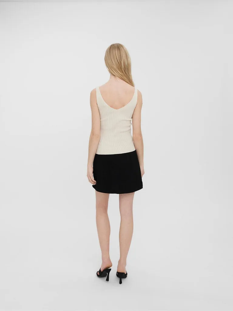 Glory Sleeveless Rib Top - Black and Birch