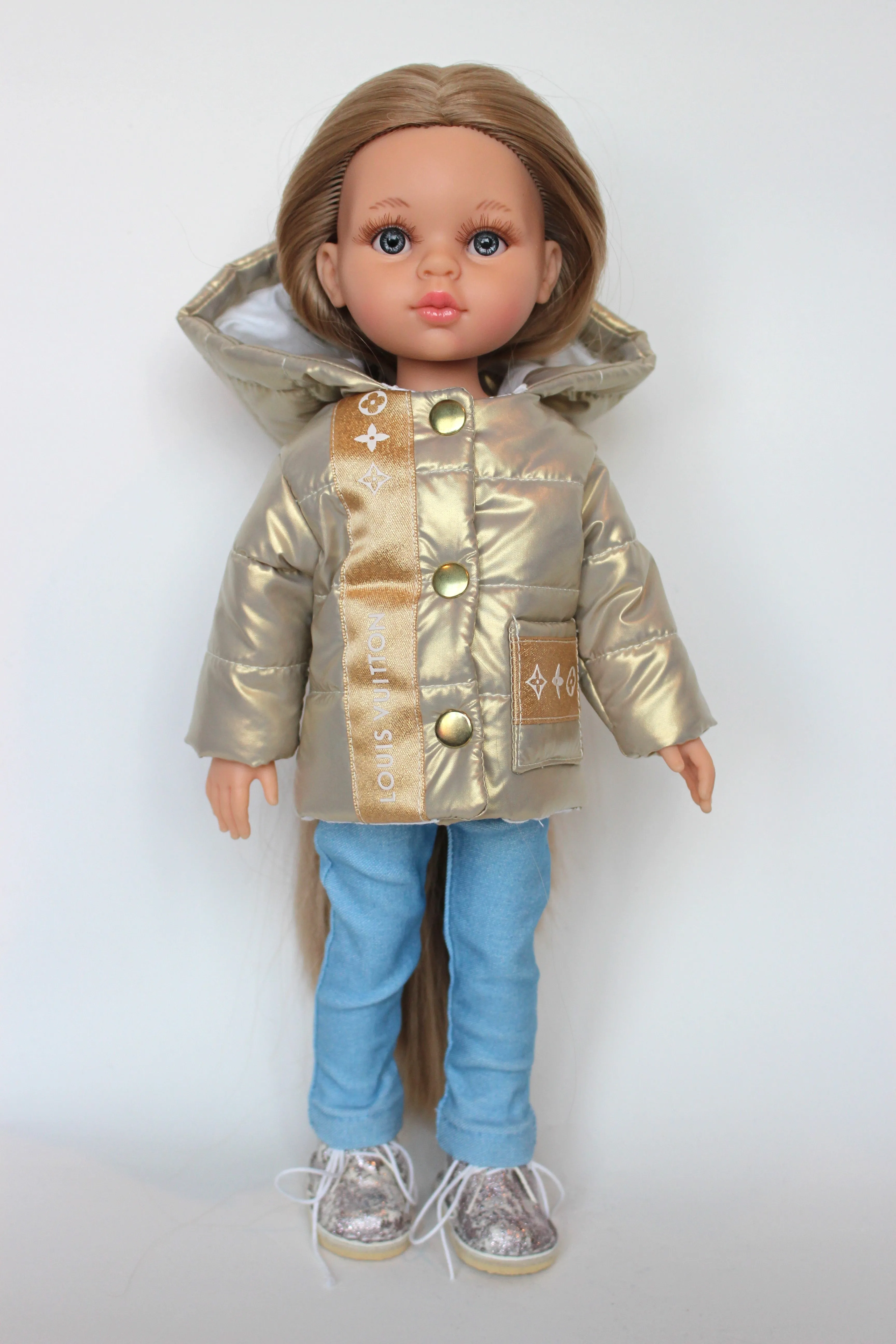 Golden Designer-Inspired Puffer Jacket