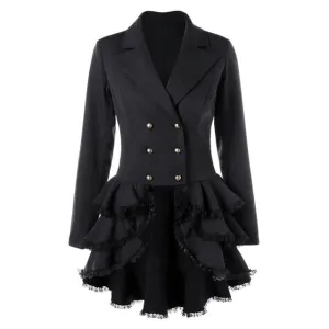 Gothic Lace Trench Ruffle Overcoat