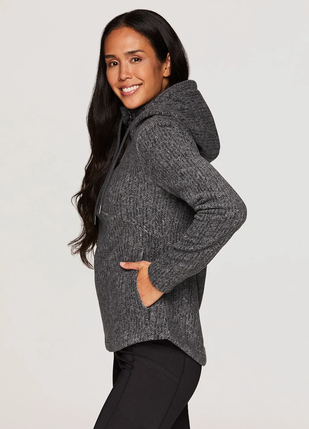 Hailey Herringbone Fleece Hoodie