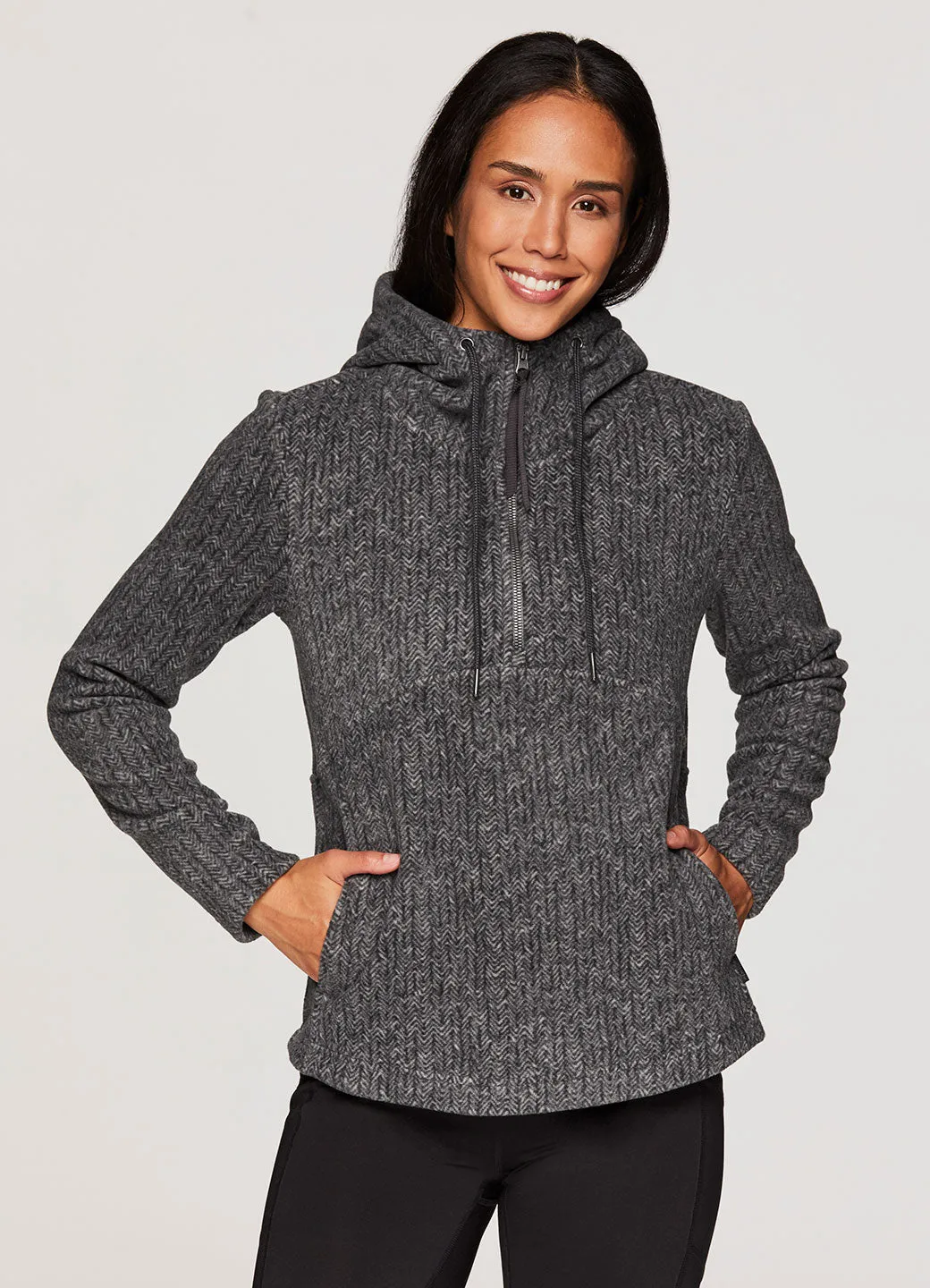 Hailey Herringbone Fleece Hoodie