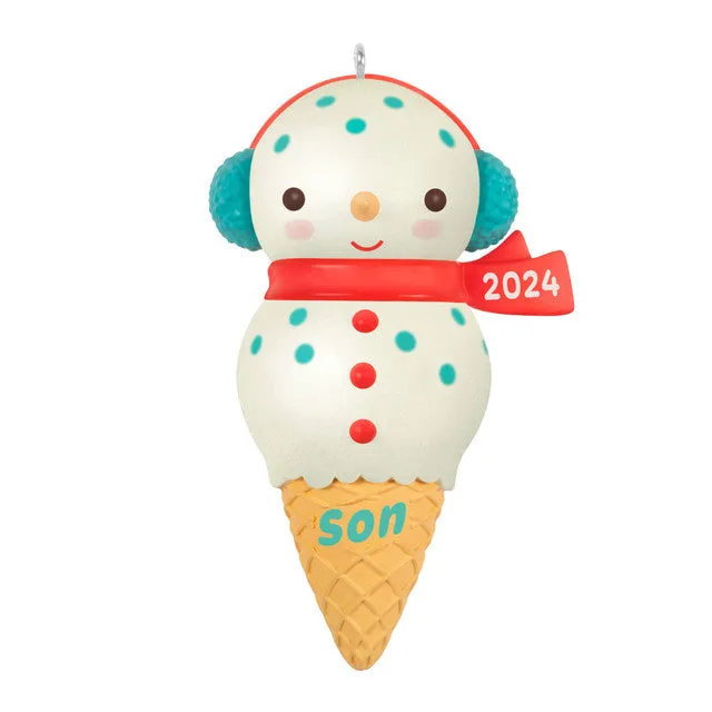 Hallmark 2024 Son Snowman Ice Cream Cone Ornament