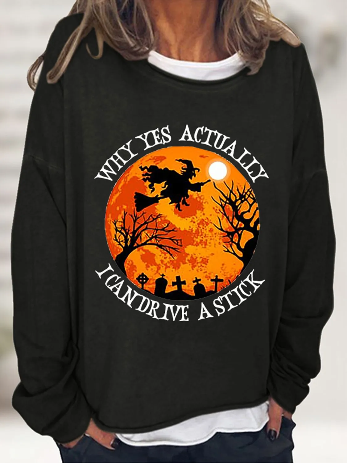 Halloween Graphic Round Neck Sweatshirt