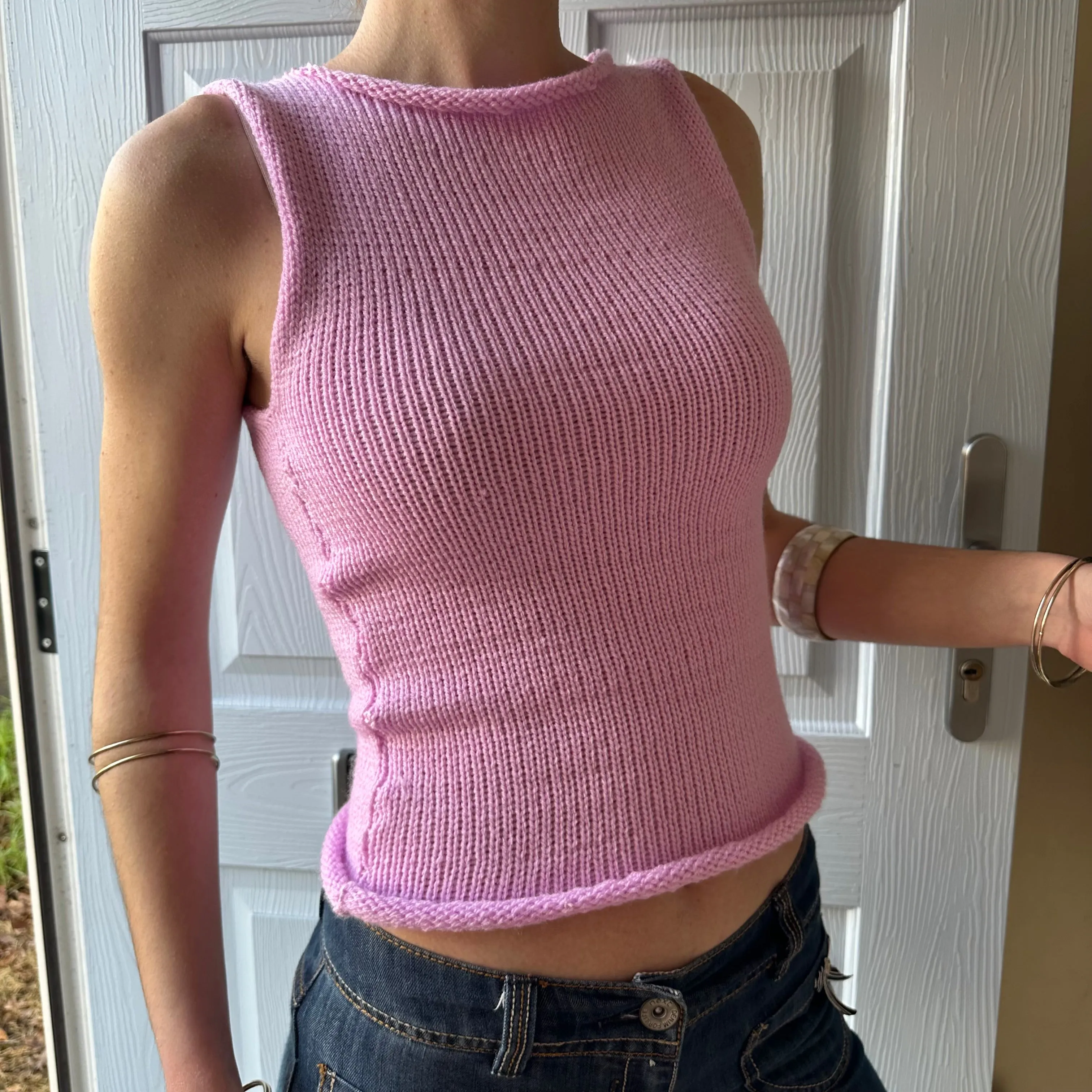 Handmade baby pink knitted vest top