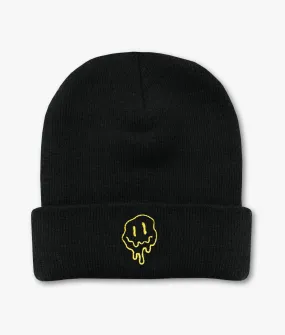 Happy Face Drip Embroidered Womens Beanie