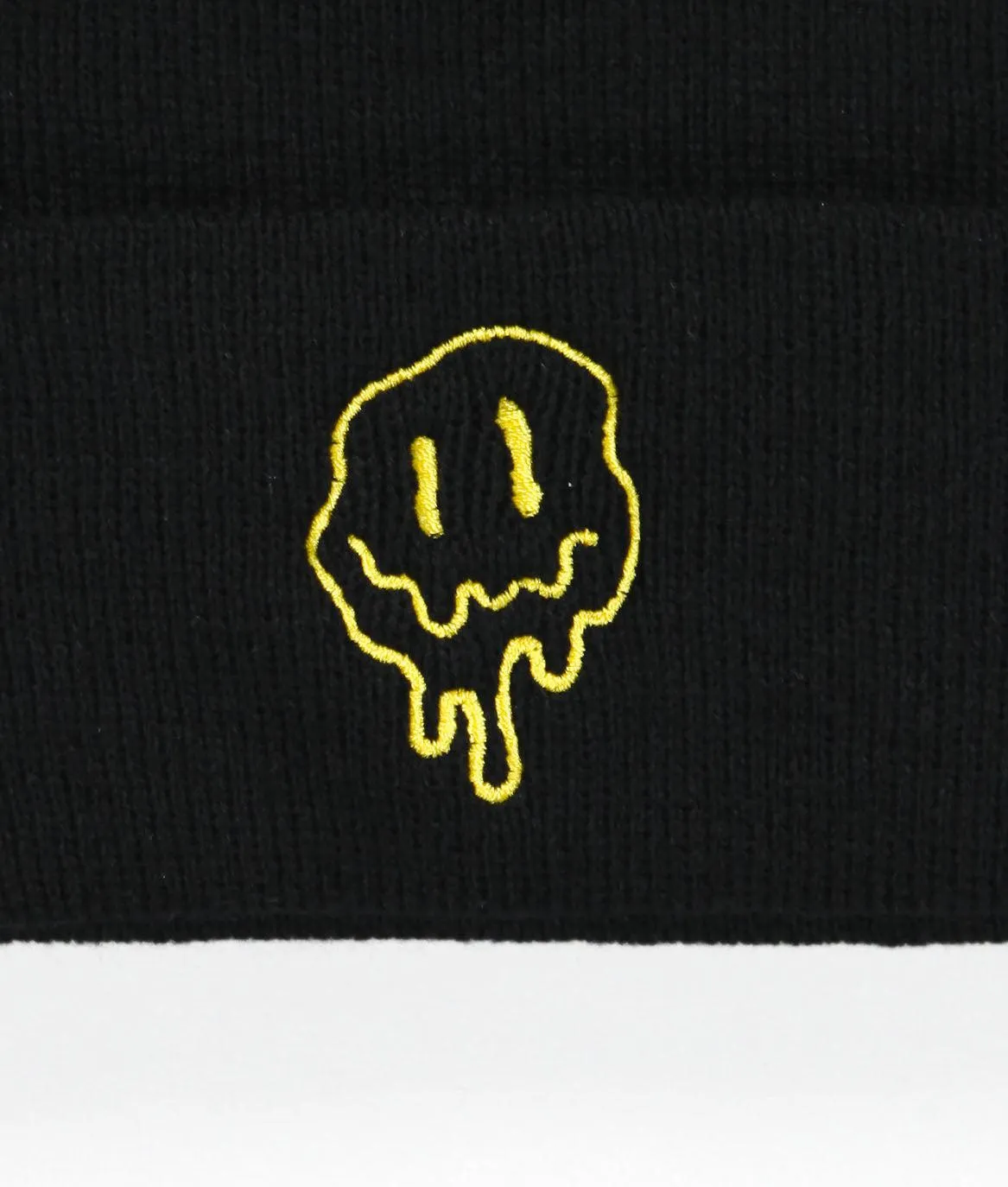 Happy Face Drip Embroidered Womens Beanie