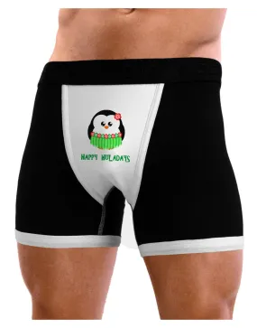 Happy Huladays Christmas Penguin - Red and Green Mens Boxer Brief Underwear