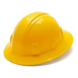 Hard Hat, Full Brim, Ratchet Adjustment, Yellow