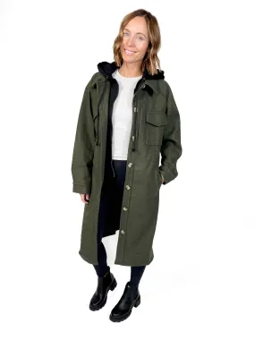 Helena Twofer Hoodie Shacket- GREEN -FINAL SALE