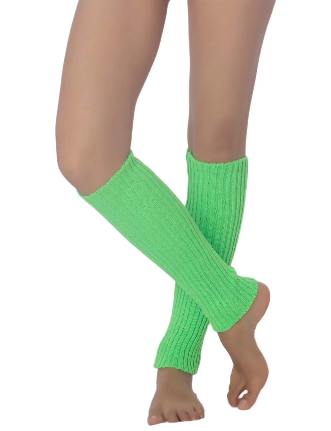 iB-iP Women's Leg Warmers Ballet Dancers Neon Lime Green Warm Aerobics Costume