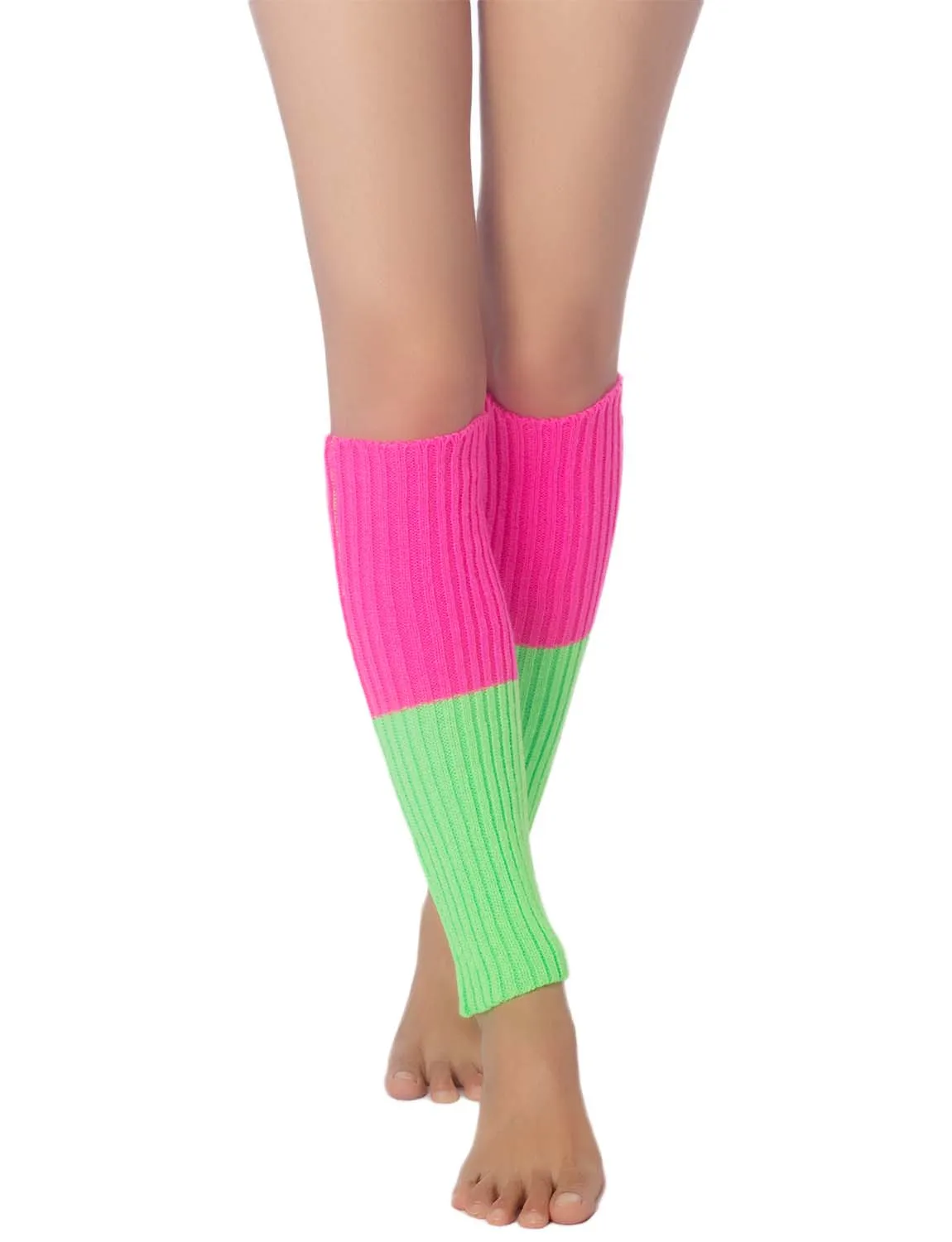 iB-iP Women's Leg Warmers Ballet Dancers Neon Lime Green Warm Aerobics Costume