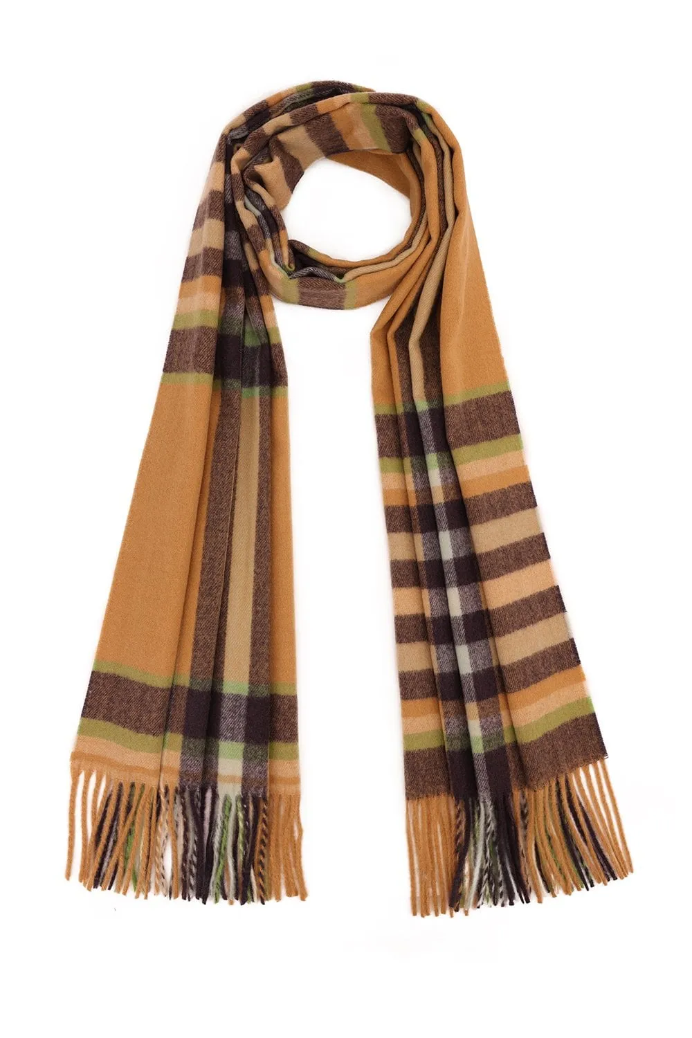 Issy Chequered Cashmere Scarf with Tassels